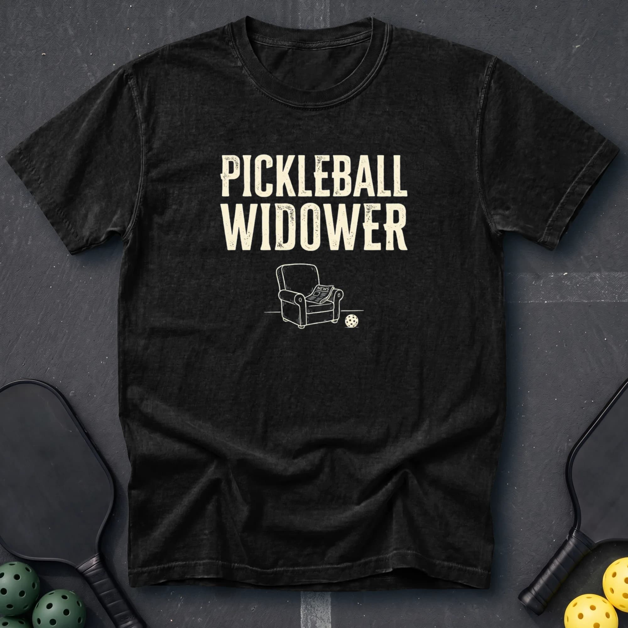 Pickleball Widower Tee in Black