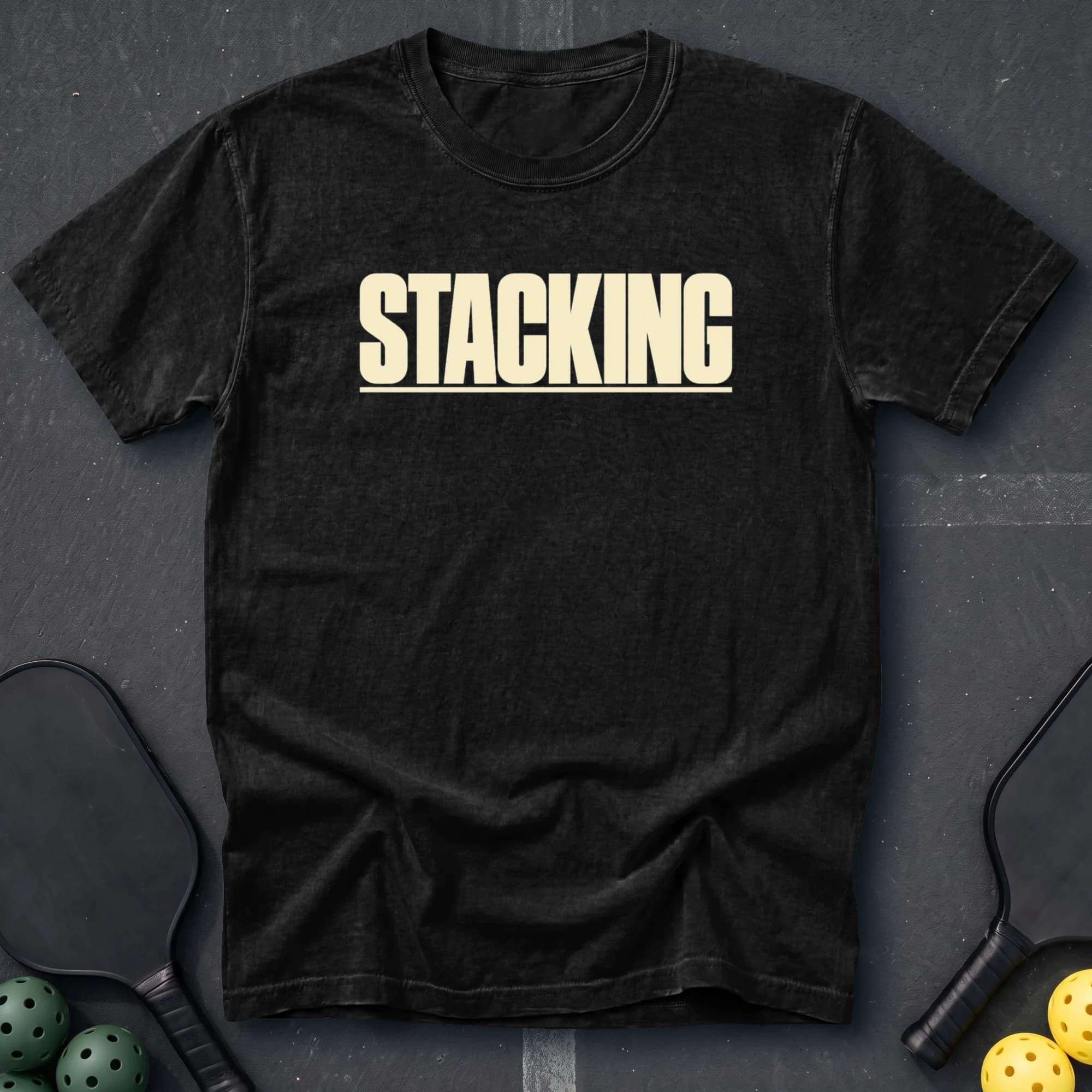 Stacking Tee in Black pickleball t-shirt